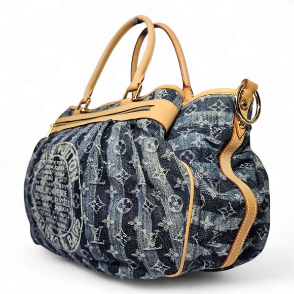 LOUIS VUITTON Monogram Denim Porte Epaule Raye Cabas GM Shoulder 2 Way Bag EUC - Picture 6 of 14